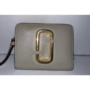 Marc Jacobs Snapshot Cloud White Mini Compact Wallet gold beige gray greige